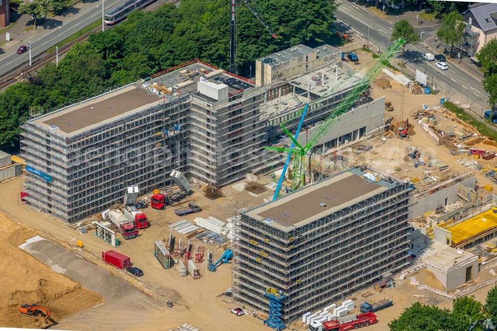 Aerial photograph Bochum - Construction site to build a new office and commercial building of Vonovia Zentrale in Bochum in the state North Rhine-Westphalia