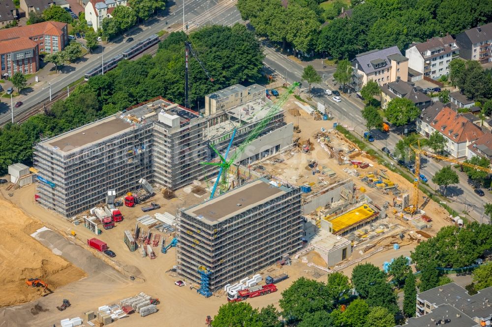 Bochum from above - Construction site to build a new office and commercial building of Vonovia Zentrale in Bochum in the state North Rhine-Westphalia