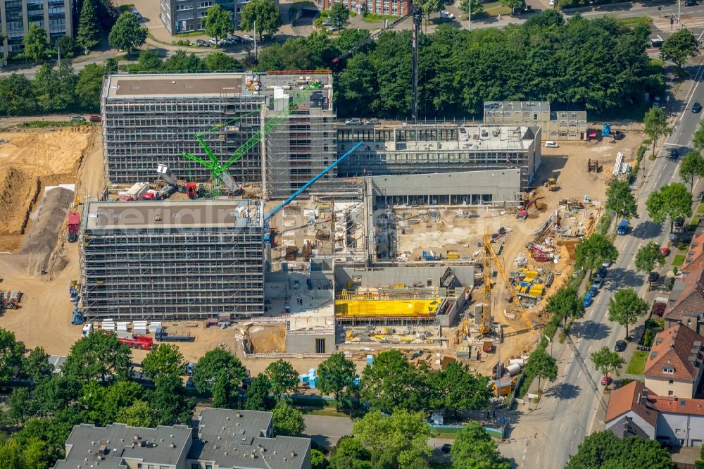 Aerial photograph Bochum - Construction site to build a new office and commercial building of Vonovia Zentrale in Bochum in the state North Rhine-Westphalia