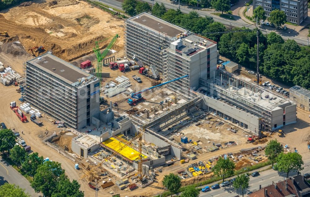 Bochum from the bird's eye view: Construction site to build a new office and commercial building of Vonovia Zentrale in Bochum in the state North Rhine-Westphalia