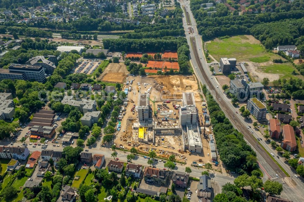 Bochum from above - Construction site to build a new office and commercial building of Vonovia Zentrale in Bochum in the state North Rhine-Westphalia