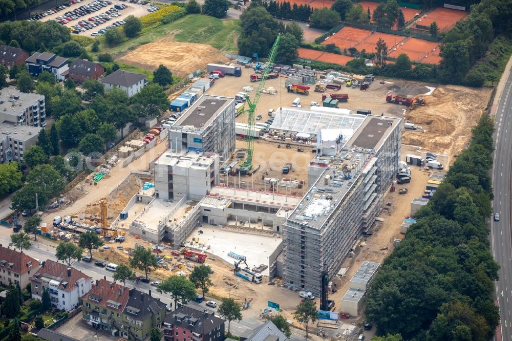 Bochum from the bird's eye view: Construction site to build a new office and commercial building of Vonovia Zentrale in Bochum in the state North Rhine-Westphalia