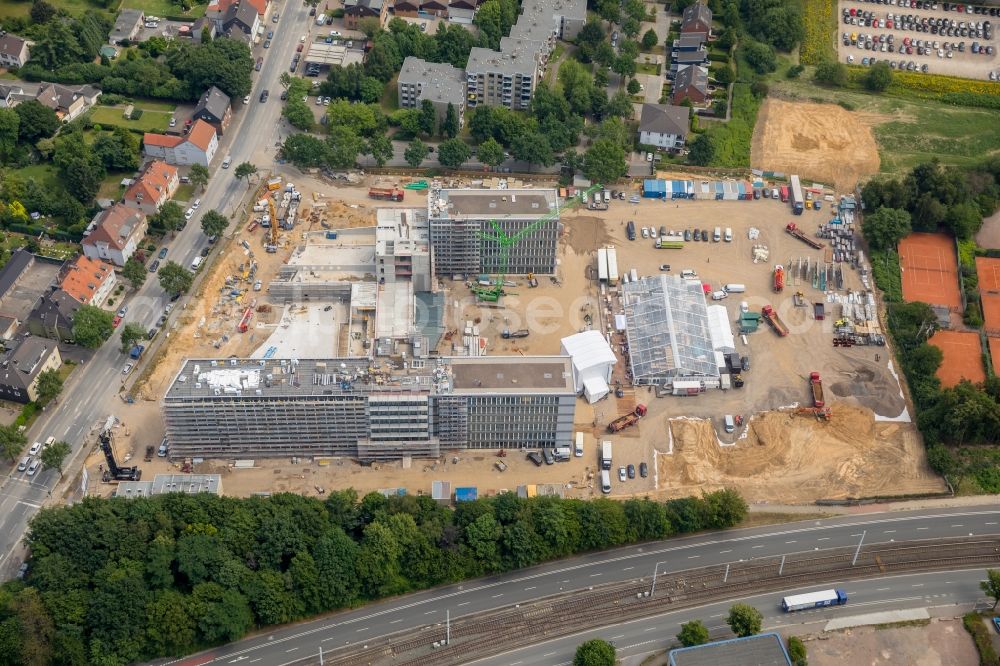 Aerial image Bochum - Construction site to build a new office and commercial building of Vonovia Zentrale in Bochum in the state North Rhine-Westphalia