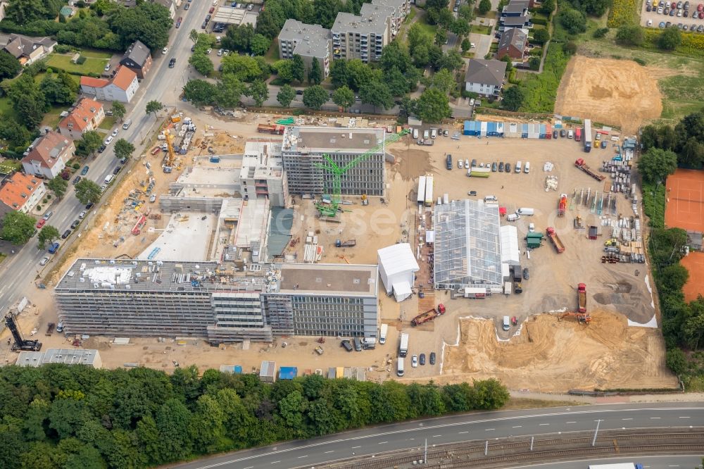 Aerial photograph Bochum - Construction site to build a new office and commercial building of Vonovia Zentrale in Bochum in the state North Rhine-Westphalia