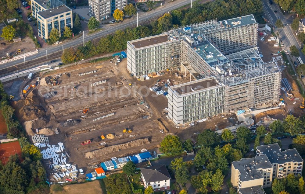 Bochum from the bird's eye view: Construction site to build a new office and commercial building of Vonovia Zentrale in Bochum in the state North Rhine-Westphalia