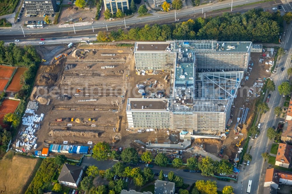 Aerial image Bochum - Construction site to build a new office and commercial building of Vonovia Zentrale in Bochum in the state North Rhine-Westphalia