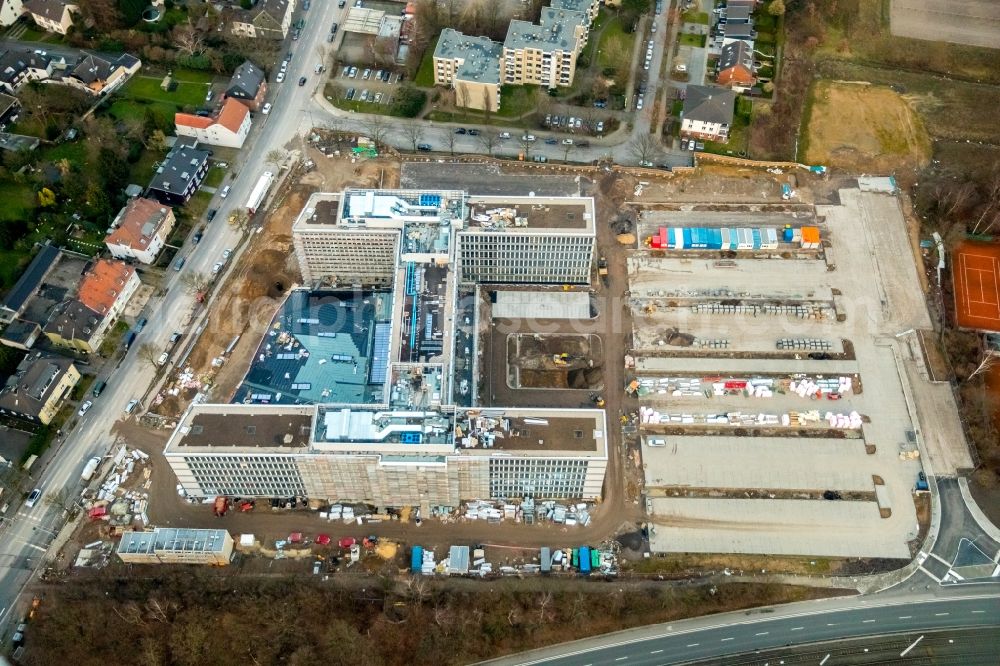 Aerial photograph Bochum - Construction site to build a new office and commercial building of Vonovia Zentrale in Bochum in the state North Rhine-Westphalia