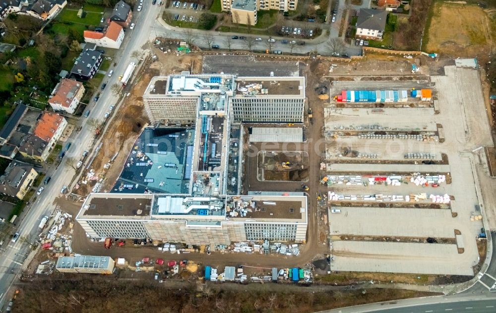 Bochum from above - Construction site to build a new office and commercial building of Vonovia Zentrale in Bochum in the state North Rhine-Westphalia