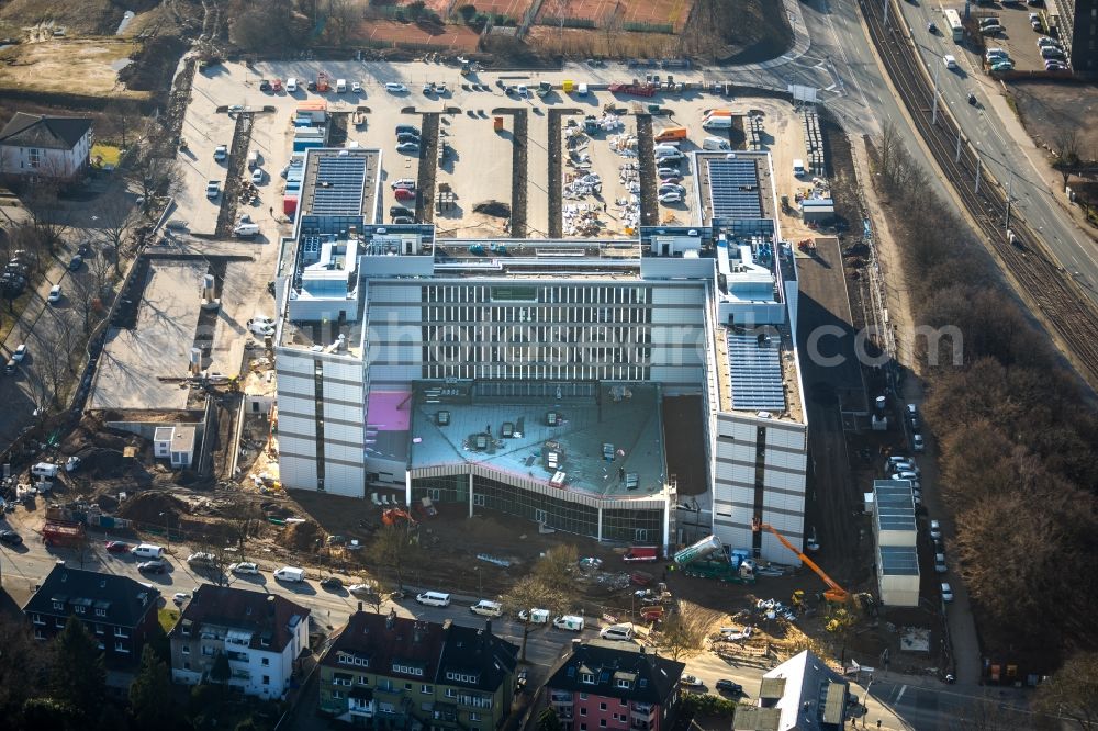 Bochum from the bird's eye view: Construction site to build a new office and commercial building of Vonovia Zentrale in Bochum in the state North Rhine-Westphalia