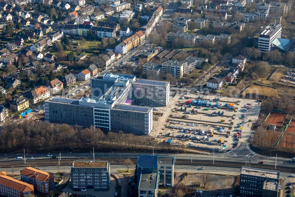 Aerial photograph Bochum - Construction site to build a new office and commercial building of Vonovia Zentrale in Bochum in the state North Rhine-Westphalia