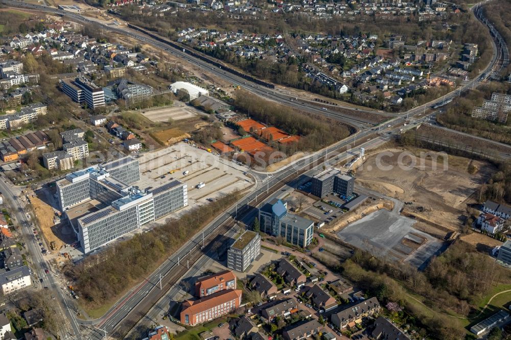 Aerial image Bochum - Construction site to build a new office and commercial building of Vonovia Zentrale in Bochum in the state North Rhine-Westphalia