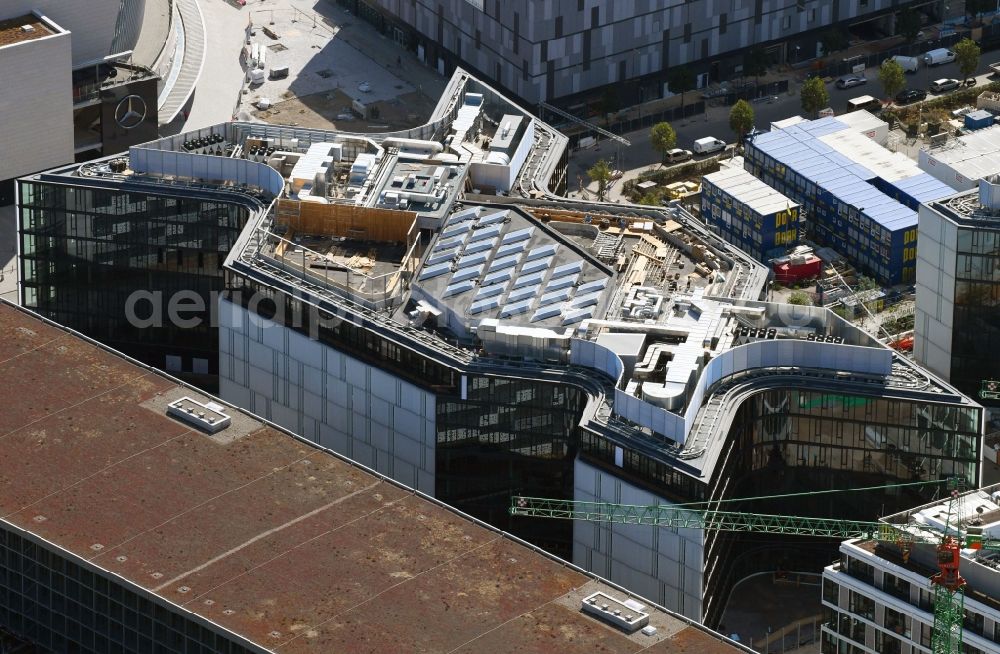 Berlin from above - Construction site to build a new office and commercial building Zalando Campus on Valeska-Gert-Strasse in the district Friedrichshain in Berlin, Germany