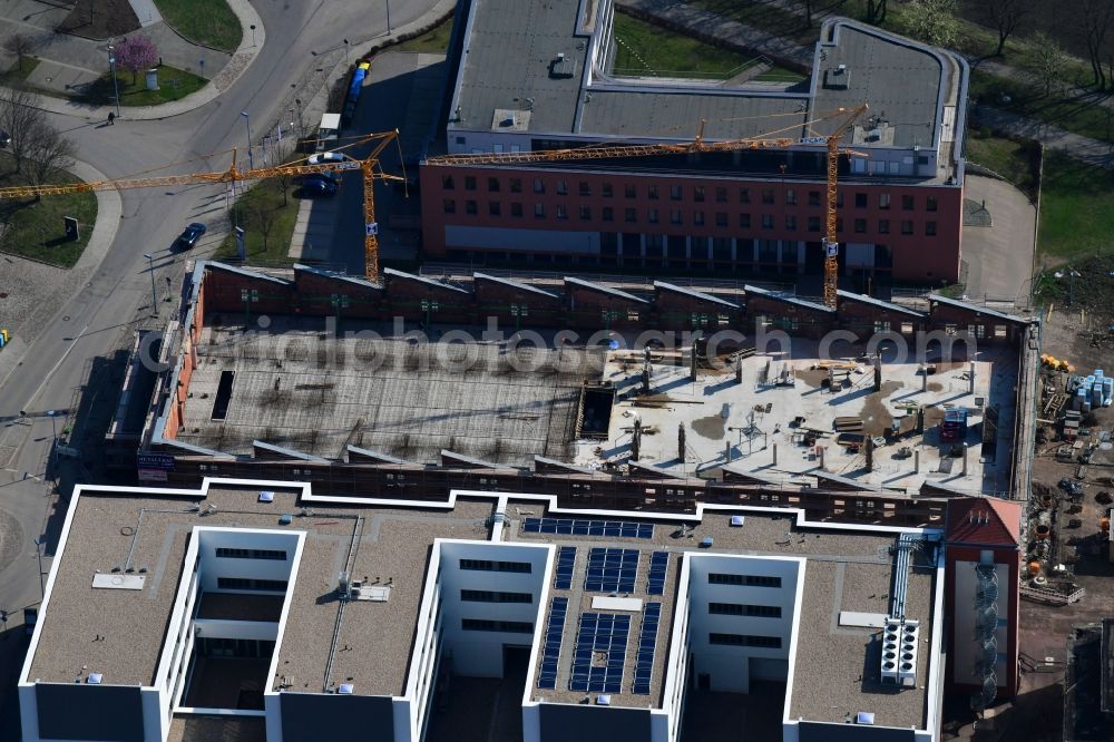 Aerial image Magdeburg - Building site office building on Joseph-von-Fraunhofer-Strasse in Magdeburg in the state Saxony-Anhalt, Germany