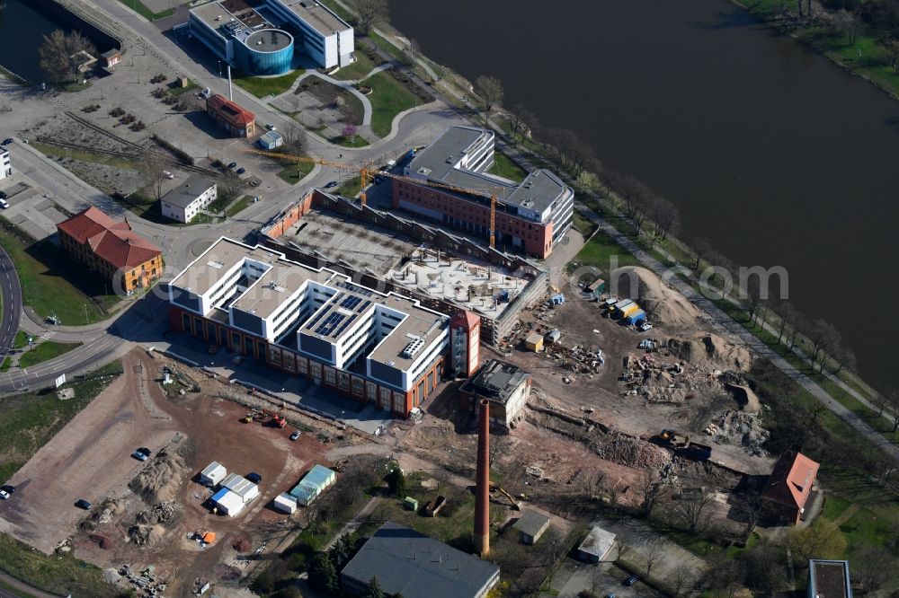 Magdeburg from above - Building site office building on Joseph-von-Fraunhofer-Strasse in Magdeburg in the state Saxony-Anhalt, Germany