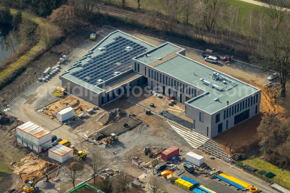 Hattingen from above - Construction site for a new Office building of Stadtwerke Hattingen GmbH on Weg zum Wasserwerk in Hattingen in the state North Rhine-Westphalia, Germany