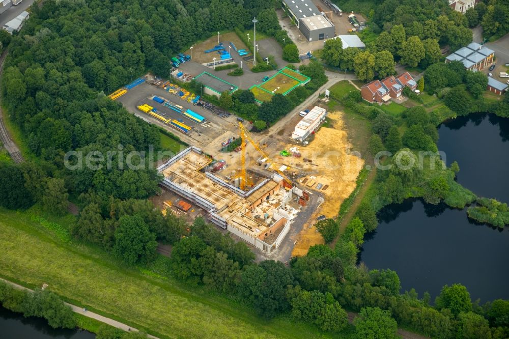 Aerial image Hattingen - Construction site for a new Office building of Stadtwerke Hattingen GmbH on Weg zum Wasserwerk in Hattingen in the state North Rhine-Westphalia, Germany