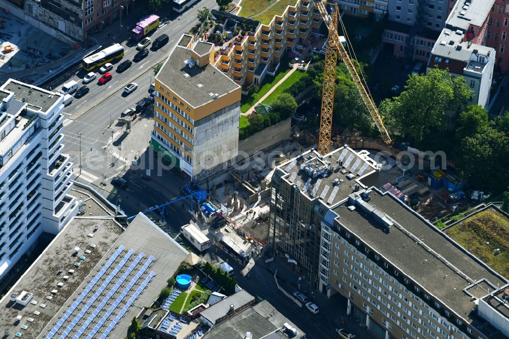 Berlin from above - Construction site for the new building of the office building Nuernberger Strasse in the district Charlottenburg in Berlin, Germany