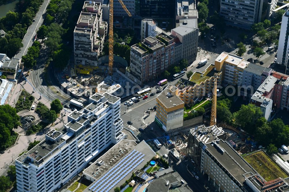 Berlin from the bird's eye view: Construction site for the new building of the office building Nuernberger Strasse in the district Charlottenburg in Berlin, Germany