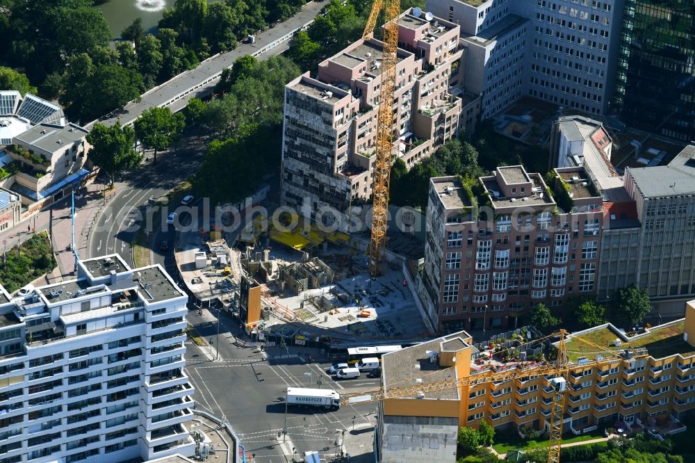 Aerial image Berlin - Construction site for the new building of the office building Nuernberger Strasse in the district Charlottenburg in Berlin, Germany