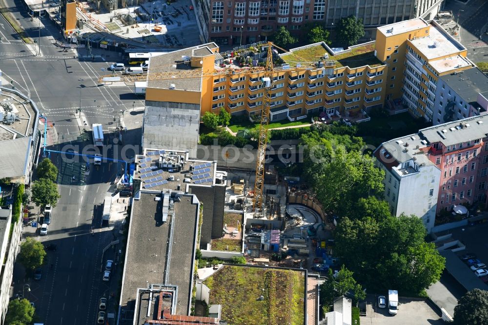 Aerial photograph Berlin - Construction site for the new building of the office building Nuernberger Strasse in the district Charlottenburg in Berlin, Germany