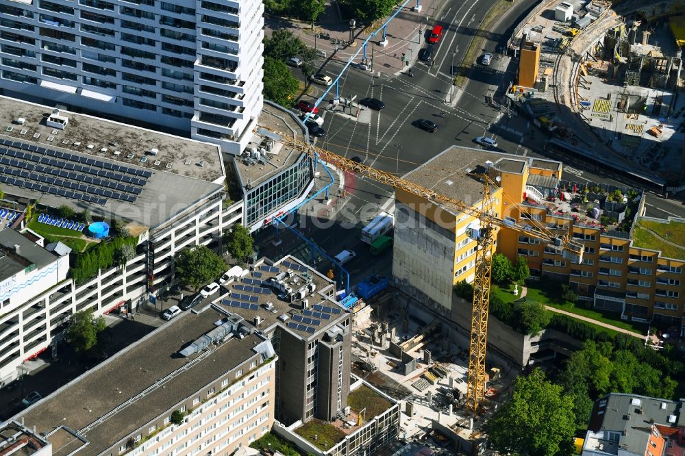 Berlin from above - Construction site for the new building of the office building Nuernberger Strasse in the district Charlottenburg in Berlin, Germany