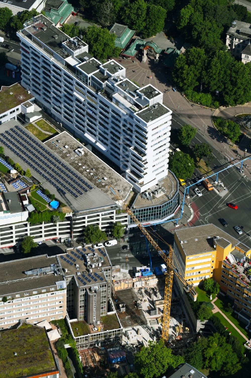 Berlin from above - Construction site for the new building of the office building Nuernberger Strasse in the district Charlottenburg in Berlin, Germany