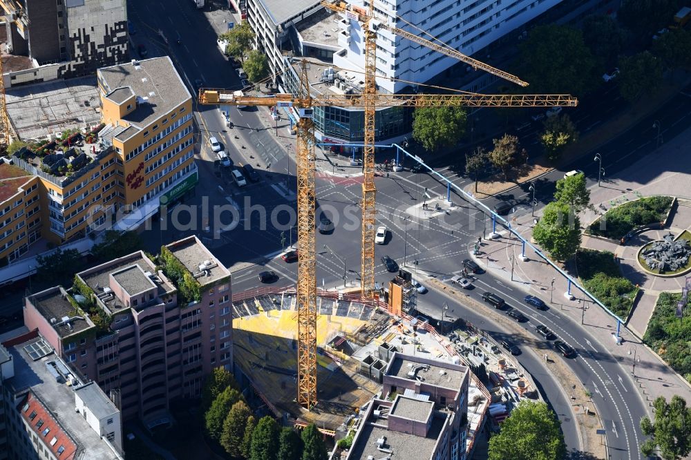 Berlin from the bird's eye view: Construction site for the new building of the office building Nuernberger Strasse in the district Charlottenburg in Berlin, Germany