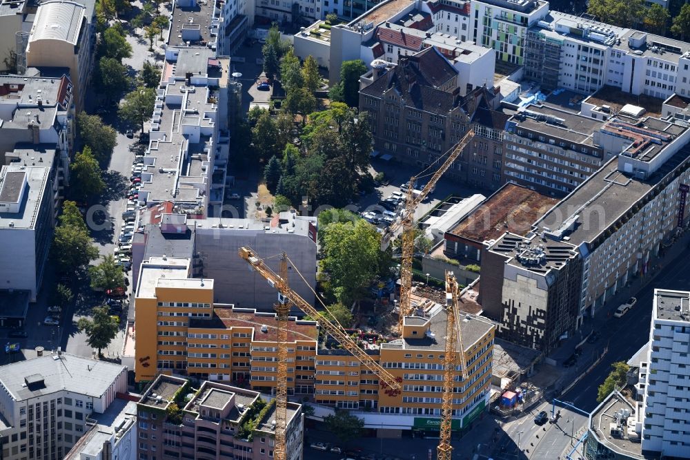 Aerial image Berlin - Construction site for the new building of the office building Nuernberger Strasse in the district Charlottenburg in Berlin, Germany