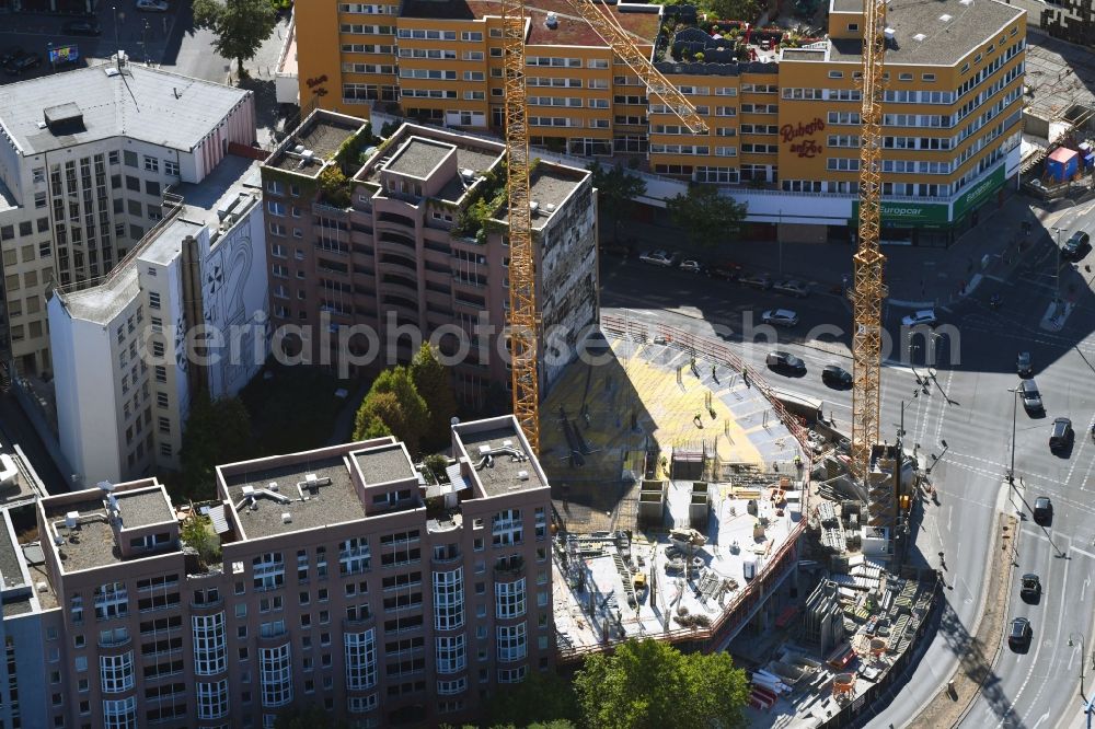 Aerial photograph Berlin - Construction site for the new building of the office building Nuernberger Strasse in the district Charlottenburg in Berlin, Germany