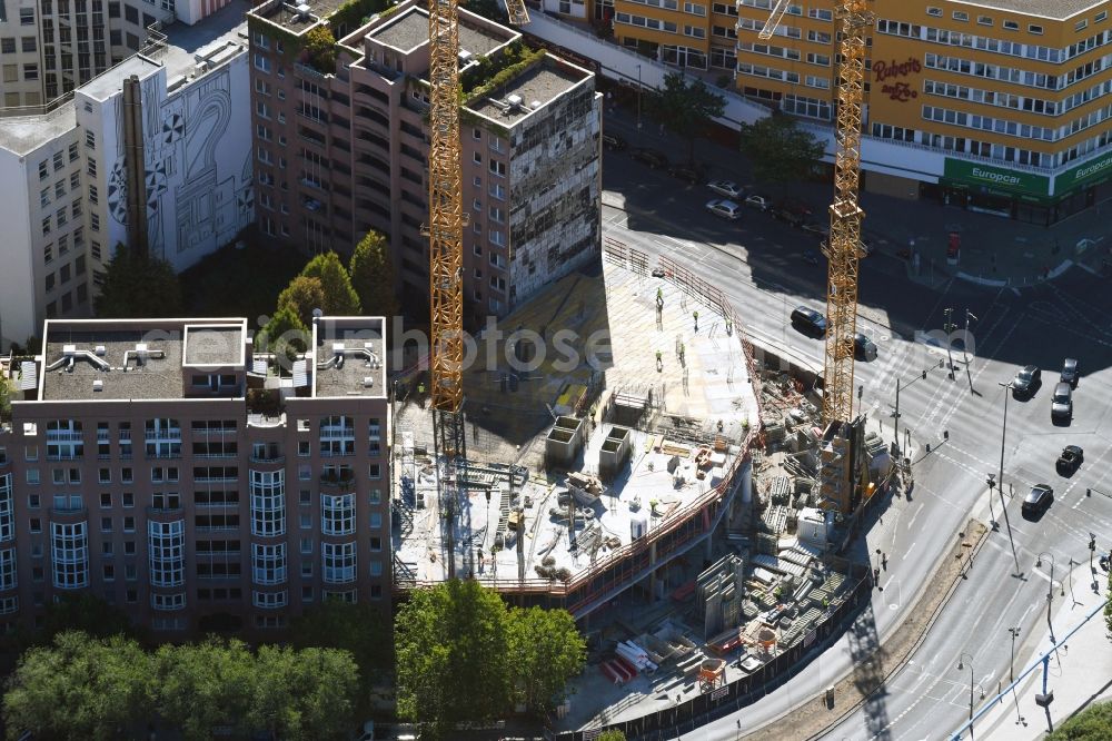 Berlin from above - Construction site for the new building of the office building Nuernberger Strasse in the district Charlottenburg in Berlin, Germany