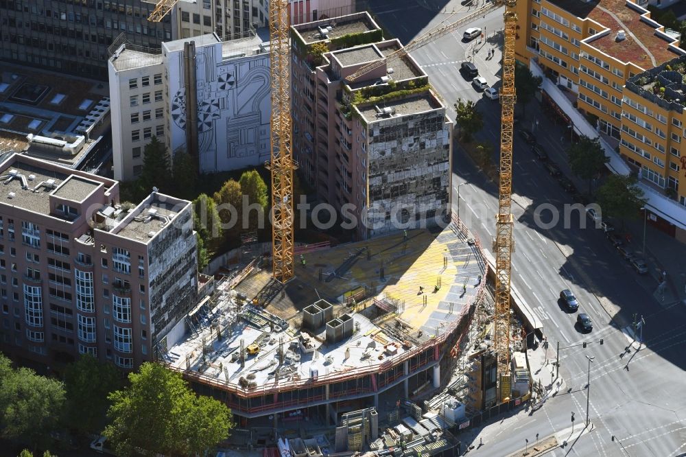 Aerial image Berlin - Construction site for the new building of the office building Nuernberger Strasse in the district Charlottenburg in Berlin, Germany