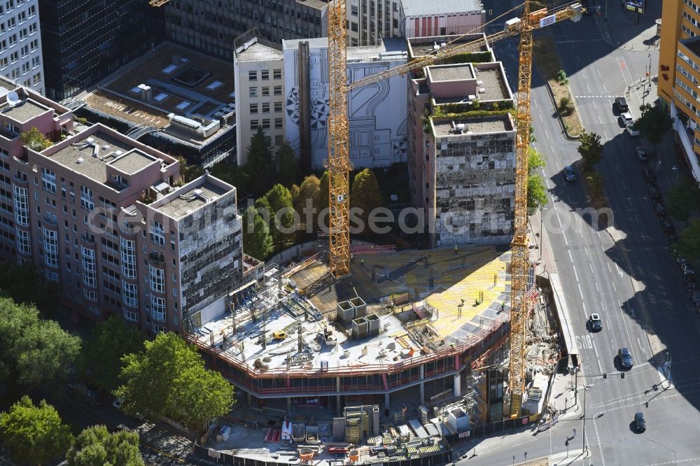 Aerial photograph Berlin - Construction site for the new building of the office building Nuernberger Strasse in the district Charlottenburg in Berlin, Germany