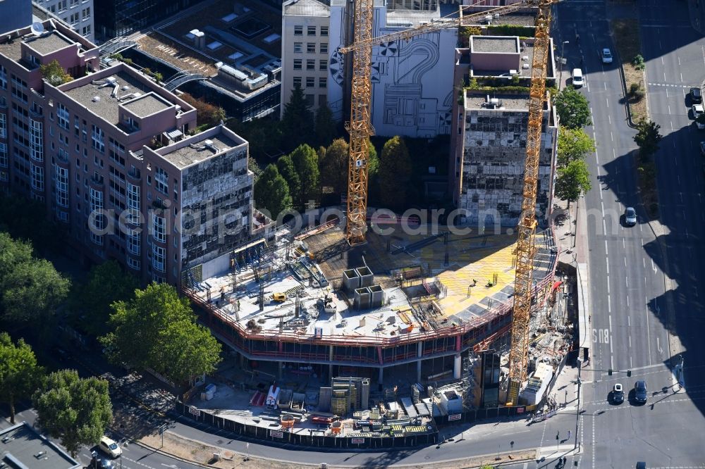 Berlin from above - Construction site for the new building of the office building Nuernberger Strasse in the district Charlottenburg in Berlin, Germany