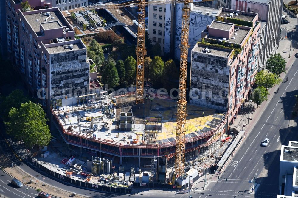 Aerial image Berlin - Construction site for the new building of the office building Nuernberger Strasse in the district Charlottenburg in Berlin, Germany