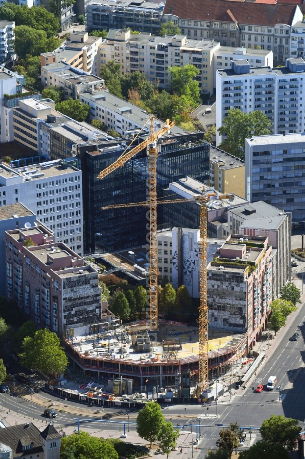 Aerial image Berlin - Construction site for the new building of the office building Nuernberger Strasse in the district Charlottenburg in Berlin, Germany