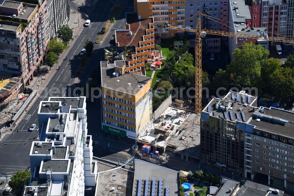 Berlin from above - Construction site for the new building of the office building Nuernberger Strasse in the district Charlottenburg in Berlin, Germany