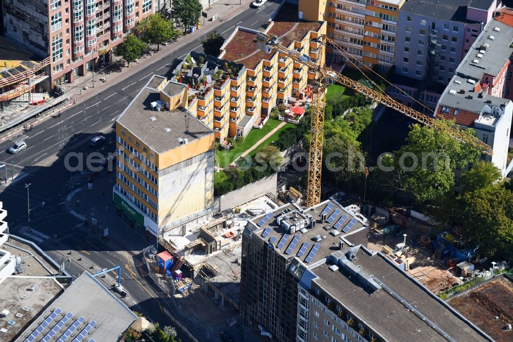 Aerial image Berlin - Construction site for the new building of the office building Nuernberger Strasse in the district Charlottenburg in Berlin, Germany