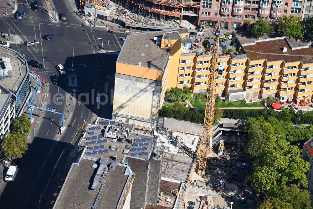 Berlin from above - Construction site for the new building of the office building Nuernberger Strasse in the district Charlottenburg in Berlin, Germany