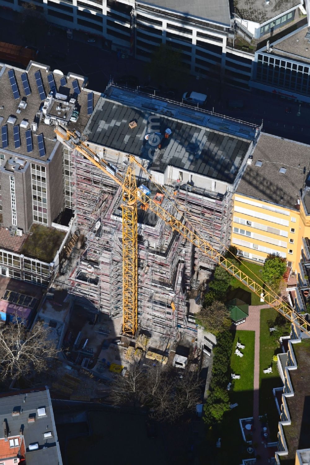 Aerial image Berlin - Construction site for the new building of the office building Nuernberger Strasse in the district Charlottenburg in Berlin, Germany