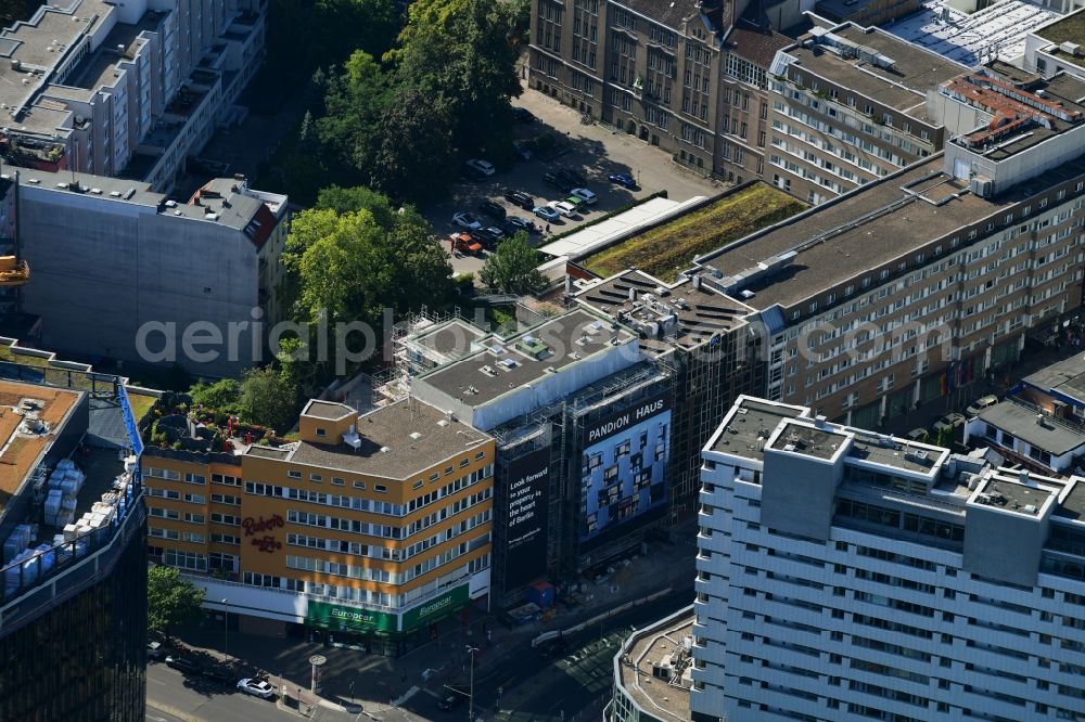 Berlin from the bird's eye view: Construction site for the new building of the office building Nuernberger Strasse in the district Charlottenburg in Berlin, Germany