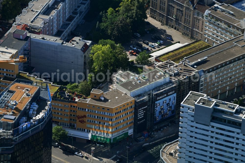 Aerial image Berlin - Construction site for the new building of the office building Nuernberger Strasse in the district Charlottenburg in Berlin, Germany