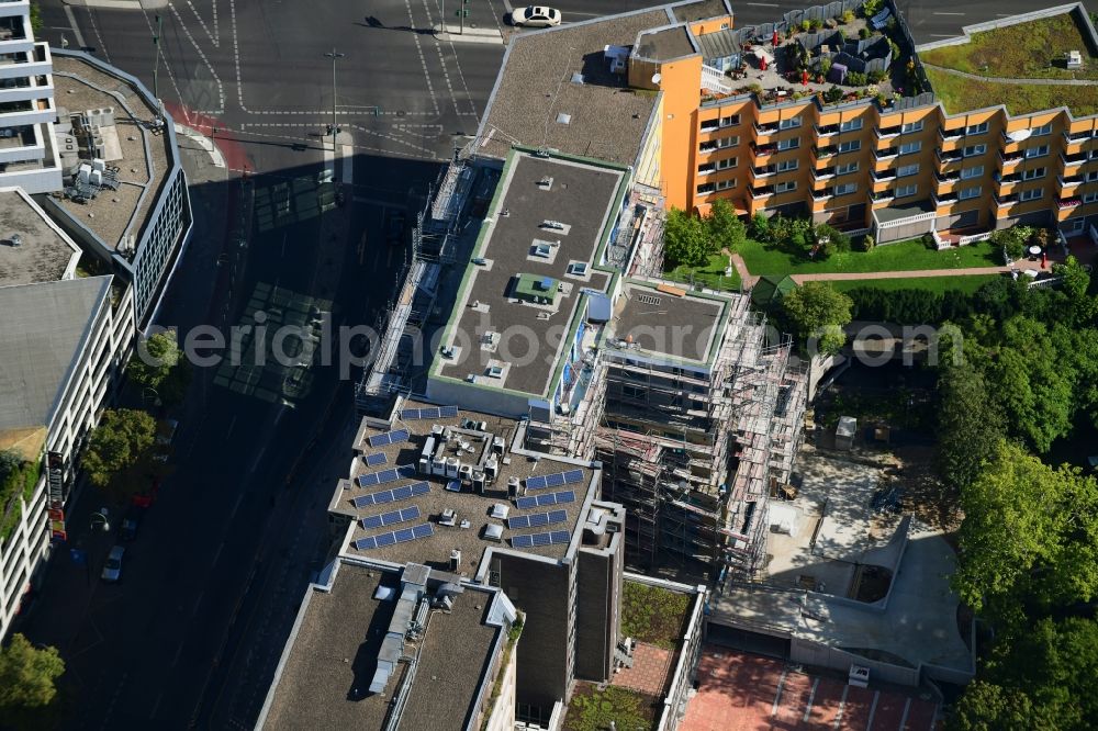 Berlin from above - Construction site for the new building of the office building Nuernberger Strasse in the district Charlottenburg in Berlin, Germany