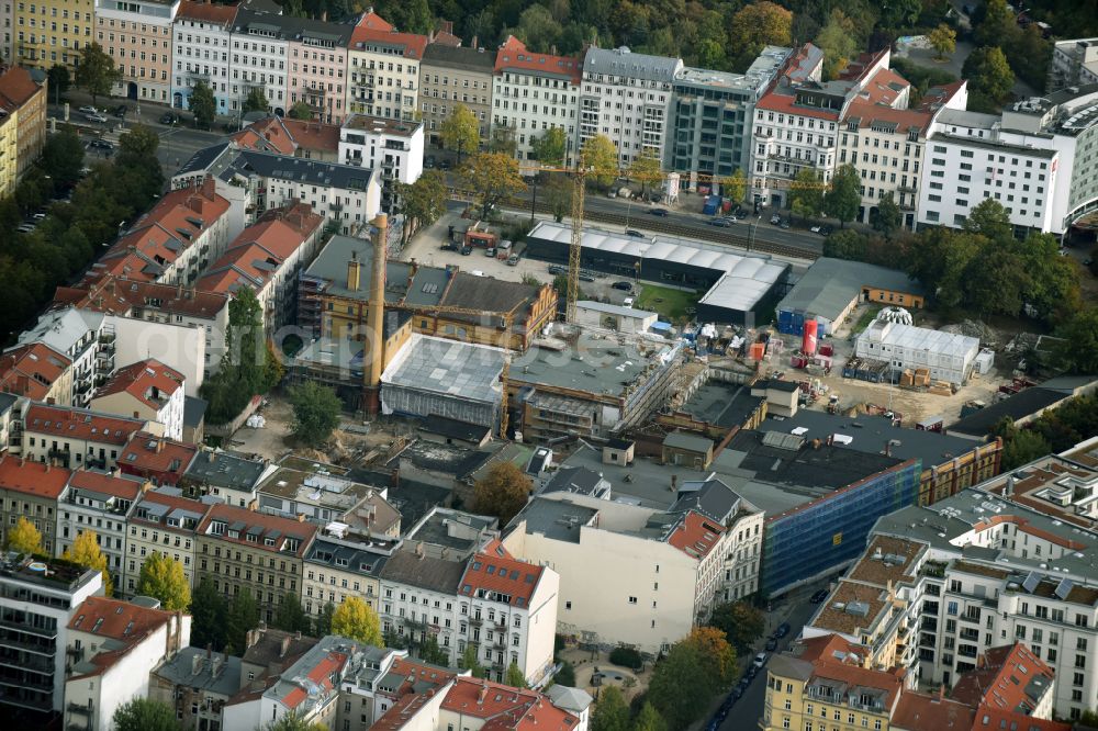 Aerial photograph Berlin - Construction site for the new building Boetzow Campus on the site of the former Boetzow brewery on the street Prenzlauer Allee in the district Prenzlauer Berg in Berlin, Germany