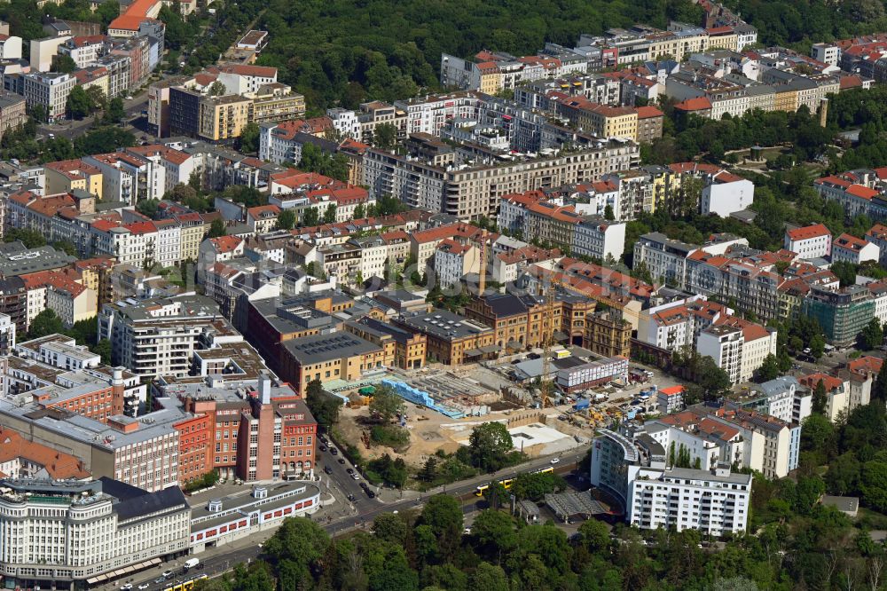 Berlin from above - Construction site for the new building Boetzow Campus on the site of the former Boetzow brewery on the street Prenzlauer Allee in the district Prenzlauer Berg in Berlin, Germany