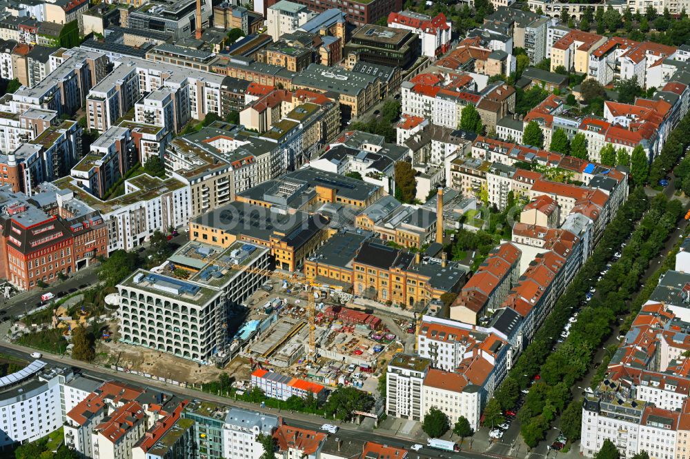 Berlin from above - Construction site for the new building Boetzow Campus on the street Prenzlauer Allee in the district Prenzlauer Berg in Berlin, Germany