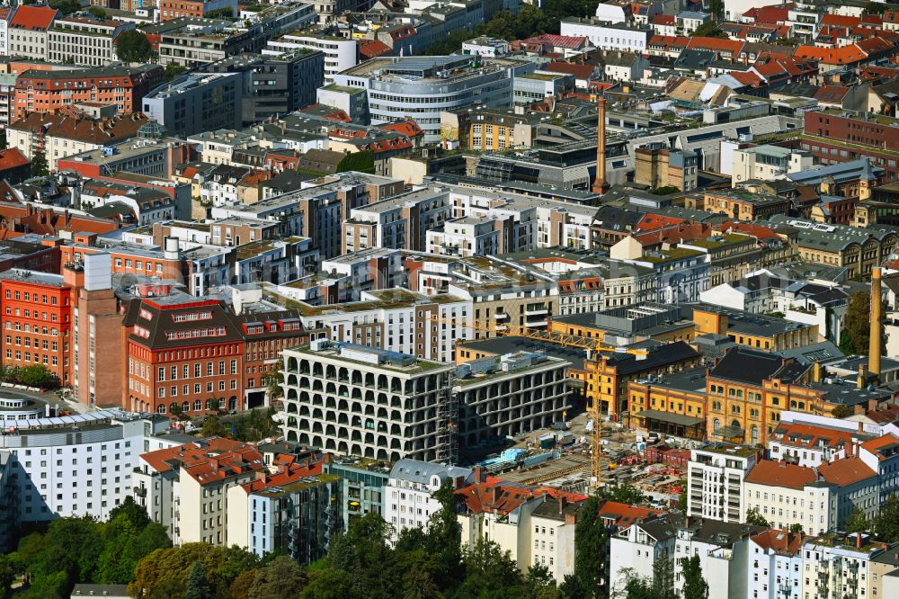 Aerial image Berlin - Construction site for the new building Boetzow Campus on the street Prenzlauer Allee in the district Prenzlauer Berg in Berlin, Germany