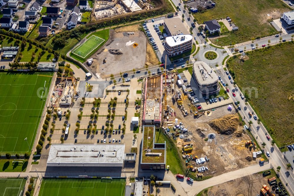 Aerial image Dortmund - Construction site for the new building on BVB Trainingszentrum on Saint-Barbara-Allee - Adi-Preissler-Allee in the district Brackeler Feld in Dortmund in the state North Rhine-Westphalia, Germany