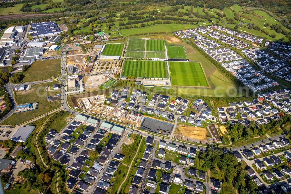 Aerial photograph Dortmund - Construction site for the new building on BVB Trainingszentrum on Saint-Barbara-Allee - Adi-Preissler-Allee in the district Brackeler Feld in Dortmund in the state North Rhine-Westphalia, Germany