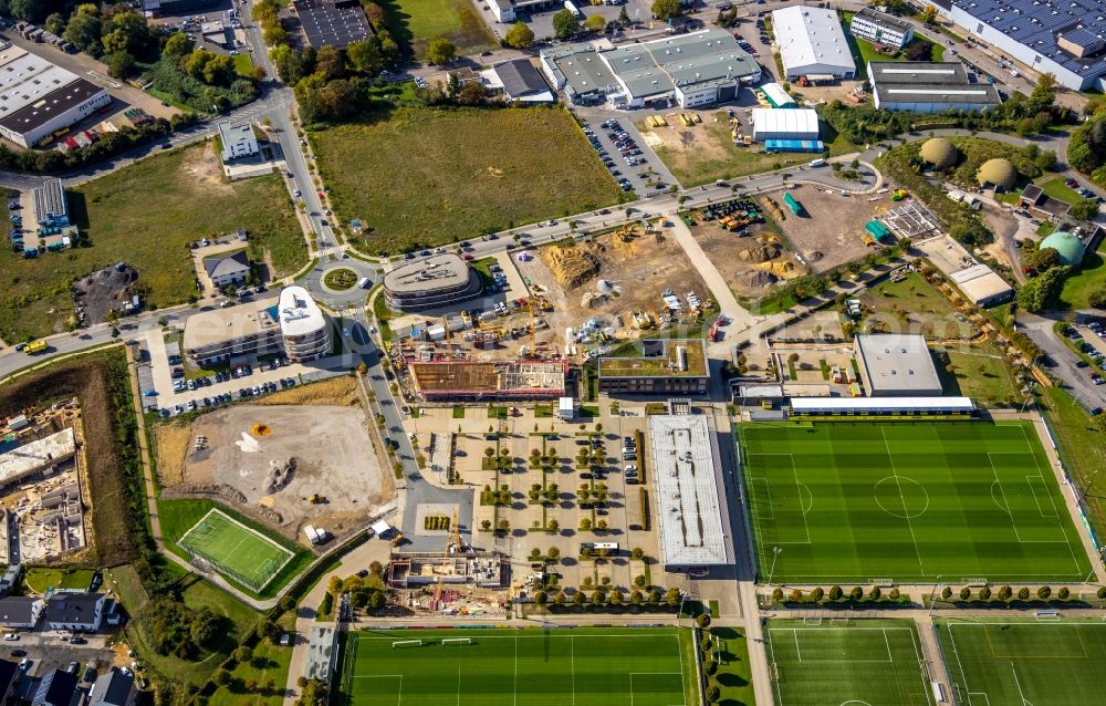 Dortmund from above - Construction site for the new building on BVB Trainingszentrum on Saint-Barbara-Allee - Adi-Preissler-Allee in the district Brackeler Feld in Dortmund in the state North Rhine-Westphalia, Germany