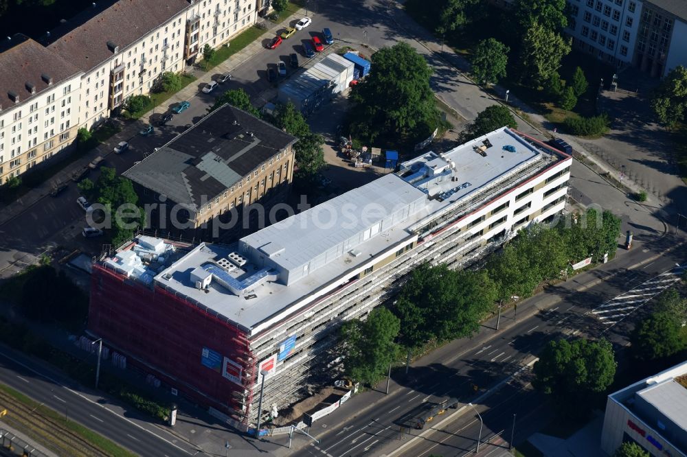 Aerial photograph Dresden - Construction site for the new building of Campus of Akademie fuer berufliche Bildung gGmbH in the district Altstadt in Dresden in the state Saxony, Germany